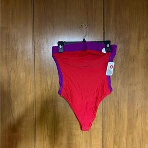 Forever 21 Red and Purple Colorblock bandeau one piece